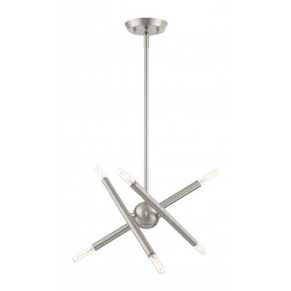 Brushed Nickel Chandelier, 6 Light