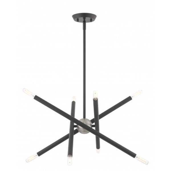 Scandinavian Gray Chandelier, 8 Light