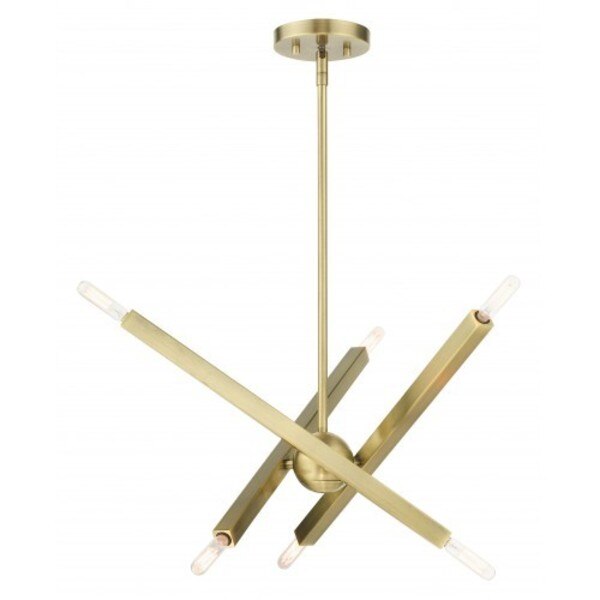 Antique Brass Chandelier, 6 Light