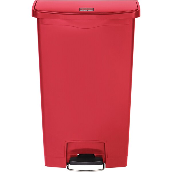 18 gal Rectangular Trash Can, Red, 19 1/2 in Dia, Step-On, Plastic