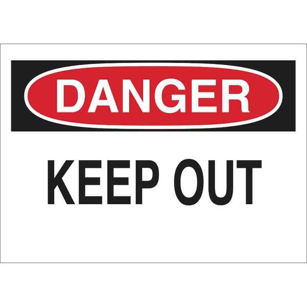 Danger Sign, 10 in Height, 14 in Width, Plastic, Rectangle, English