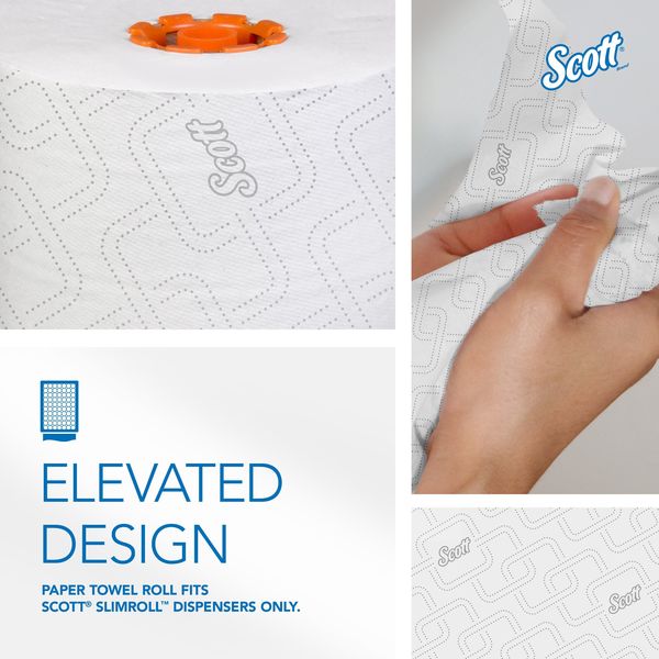 Pro Slimroll Hard Roll Towels for Orange Core Dispensers, White, (580'/Roll, 6 Rolls/Case)