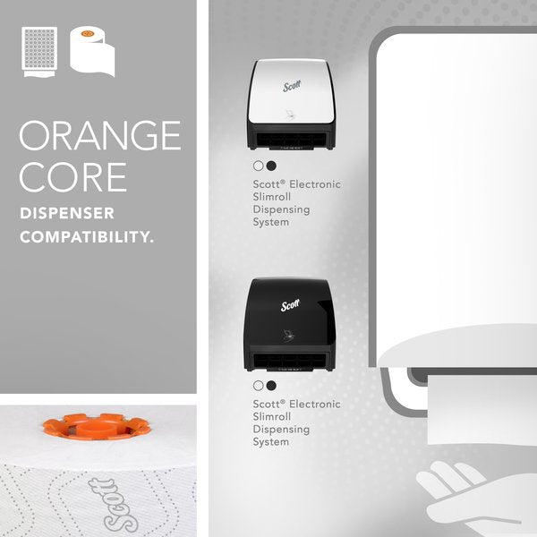 Pro Slimroll Hard Roll Towels for Orange Core Dispensers, White, (580'/Roll, 6 Rolls/Case)