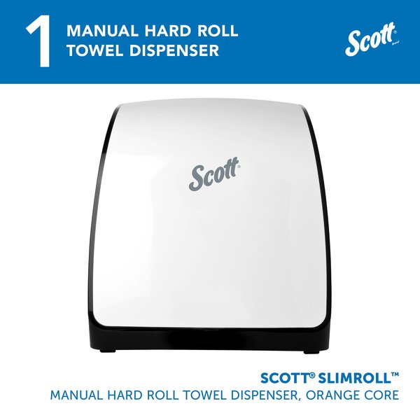 Slimroll Manual Towel Dispenser, White, for Scott Orange Core Towels, 12.65