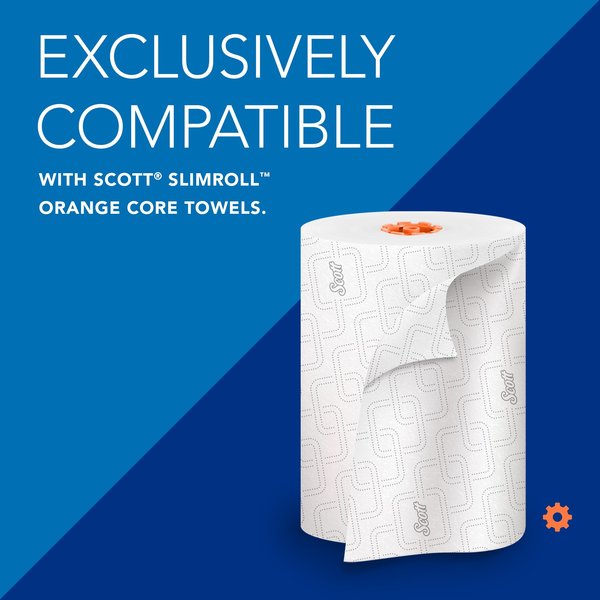 Slimroll Manual Towel Dispenser, White, for Scott Orange Core Towels, 12.65