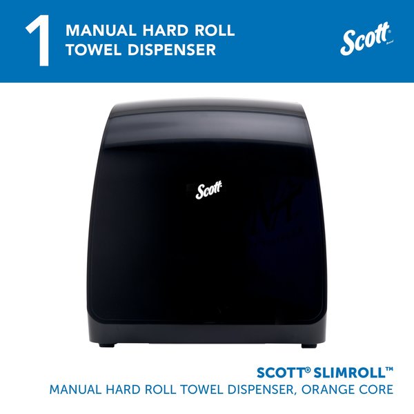 Slimroll Manual Towel Dispenser, Black, for Scott Orange Core Towels, 12.65