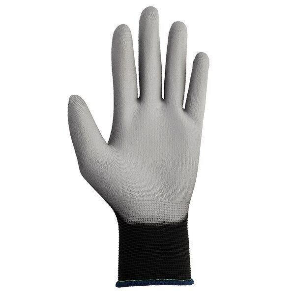 Polyurethane Coated Gloves, Palm Coverage, Black/Gray, XS, PR