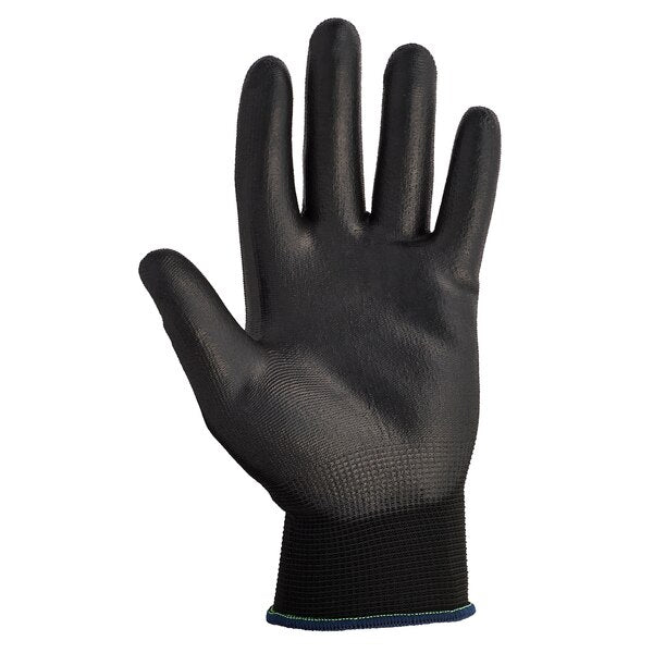 Polyurethane Coated Gloves, Palm Coverage, Black, XS, PR