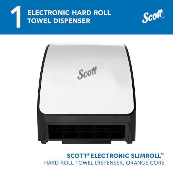 Electronic Slimroll Towel Dispenser, White, for Scott Orange Core Towels, 11.8