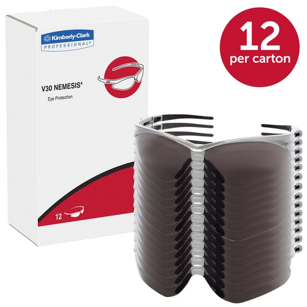 Safety Glasses, Wraparound Smoke Polycarbonate Lens, Anti-Fog