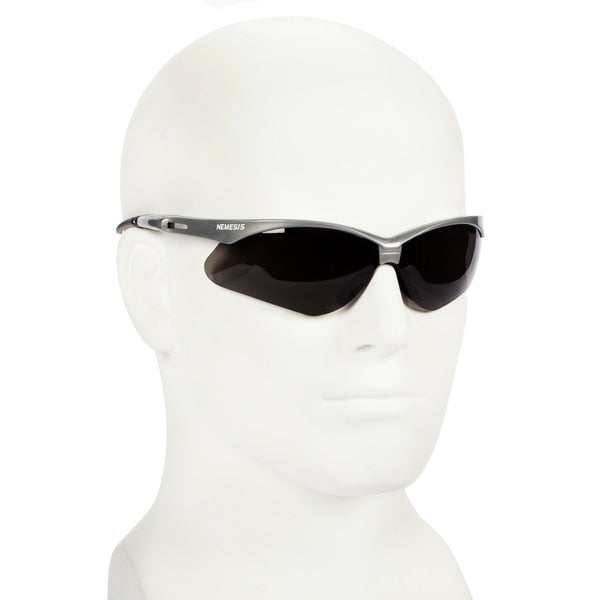 Safety Glasses, Wraparound Smoke Polycarbonate Lens, Anti-Fog