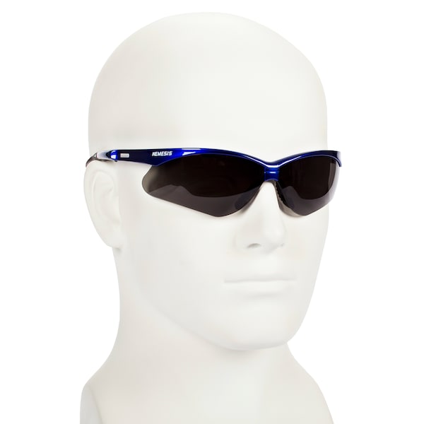 Safety Glasses, Wraparound Smoke Polycarbonate Lens, Anti-Fog