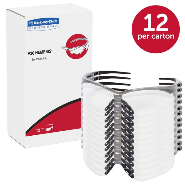 Safety Glasses, Wraparound Clear Polycarbonate Lens, Anti-Fog