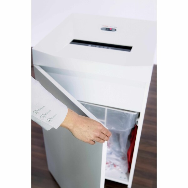 Paper Shredder, Strip-Cut, White, 34.3 gal.