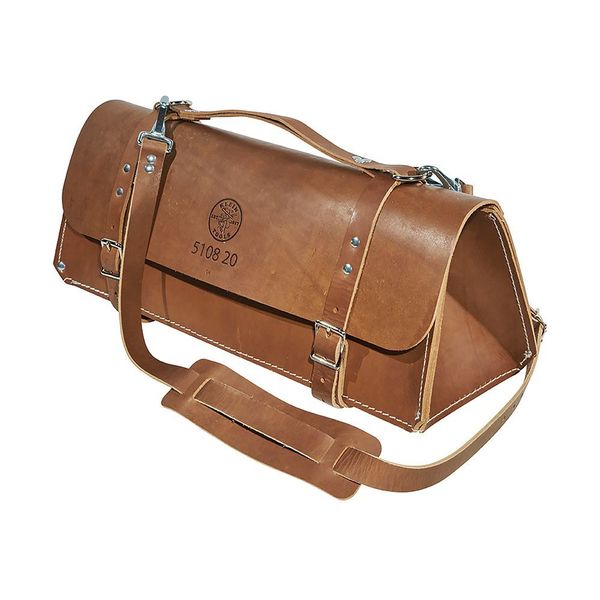 Wide-Mouth Tool Bag, Extra Heavy Duty Leather, 1 Pockets, Brown