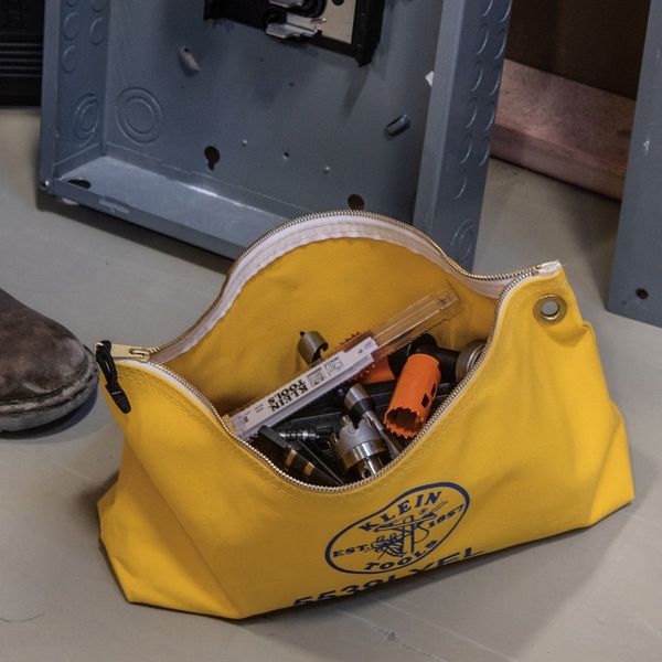 Canvas Bag with Zipper, Large Yellow, Canvas, Yellow