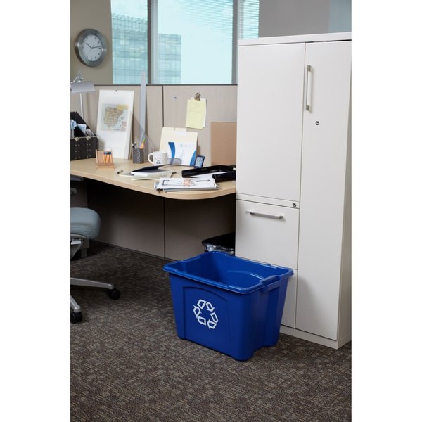 14 gal Rectangular Recycling Bin, Open Top, Satin Black/Satin Black, 1 Openings
