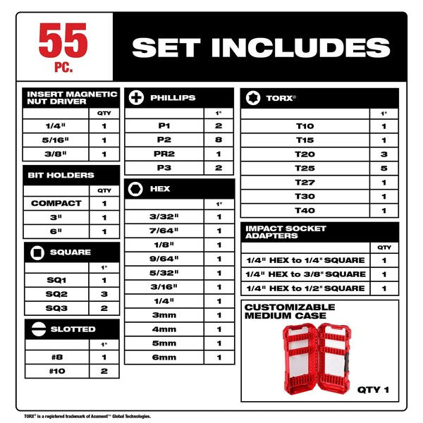 55 pc. SHOCKWAVE Impact Duty Driver Bit Set