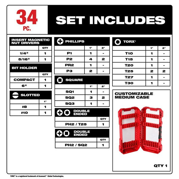 34 pc. SHOCKWAVE Impact Duty Driver Bit Set