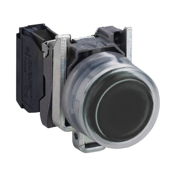 Push button, metal, projecting, black, 0