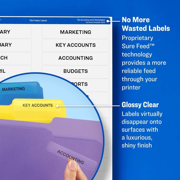 AveryÂ® Clear File Folder Labels for Laser and Inkjet Printers 5029, 2/3