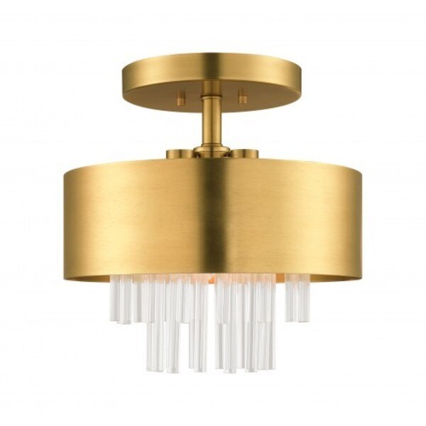 Natural Brass Semi Flush, 3 Light
