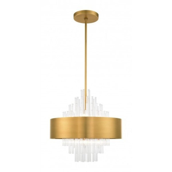 Natural Brass Pendant Chandelier, 8 Light