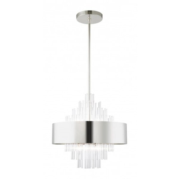 Polished Nickel Pendant Chandelier, 8 Lig