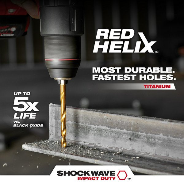15 pc. SHOCKWAVE Impact Duty RED HELIX Titanium Drill Bit Set