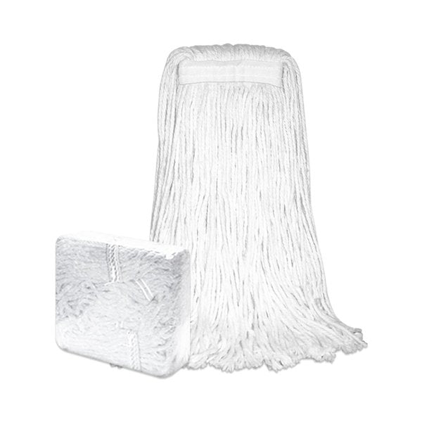 Cut-End Mop, 24 oz Dry Wt, Natural/White, Rayon, PK12