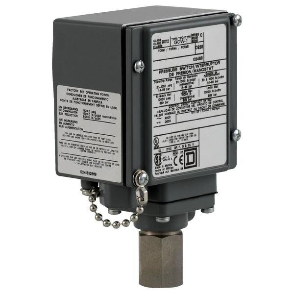Pressure Switch, (1) Port, 1/4-18 in FNPT, DPDT, 90 to 2900 psi, Standard Action