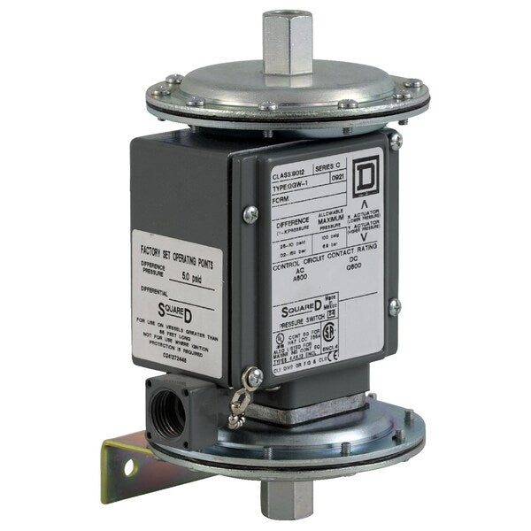 Pressure Switch, (1) Port, 1/4-18 in FNPT, DPDT, 0 to 75 psi, Standard Action