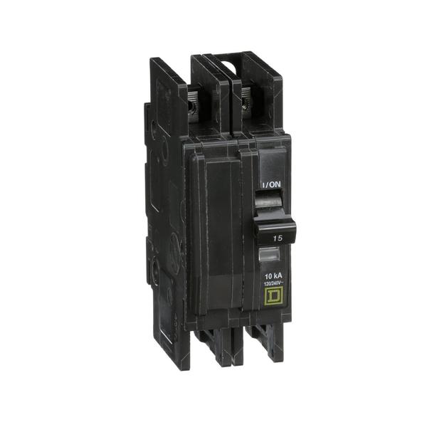 Miniature Circuit Breaker, 15, 120/240VAC, 2 Pole, Unit Mount Mounting Style, QOU Series
