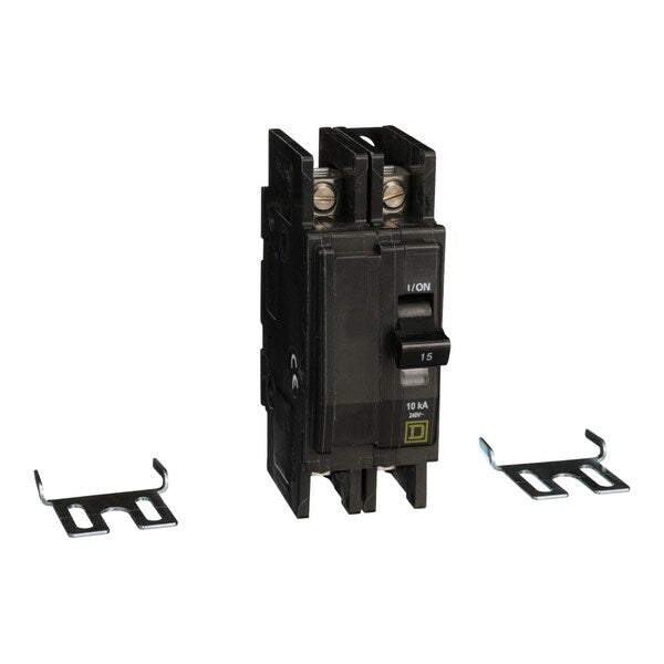 Miniature Circuit Breaker, 15, 240VAC, 2 Pole, Unit Mount Mounting Style, QOU Series