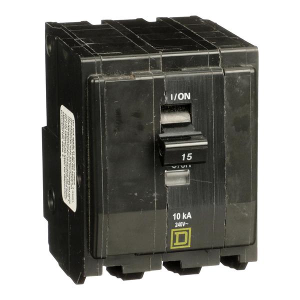 Miniature Circuit Breaker, 15, 240VAC, 3 Pole, Plug-In Mounting Style, QO Series