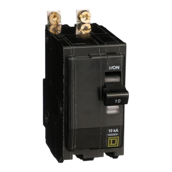 Miniature Circuit Breaker, 10, 120/240VAC, 2 Pole, Bolt-On Mounting Style, QOB Series