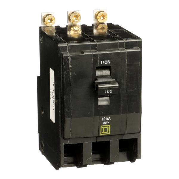 Miniature Circuit Breaker, 100, 240VAC, 3 Pole, Bolt-On Mounting Style, QOB Series