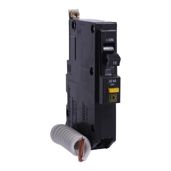 Miniature Circuit Breaker, 15, 120VAC, 1 Pole, Bolt-On Mounting Style, QOB Series
