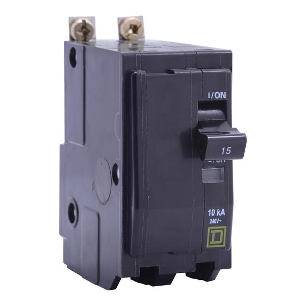 Miniature Circuit Breaker, 15, 240VAC, 2 Pole, Bolt-On Mounting Style, QOB Series