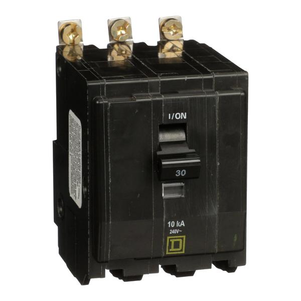 Miniature Circuit Breaker, 30, 240VAC, 3 Pole, Bolt-On Mounting Style, QOB Series