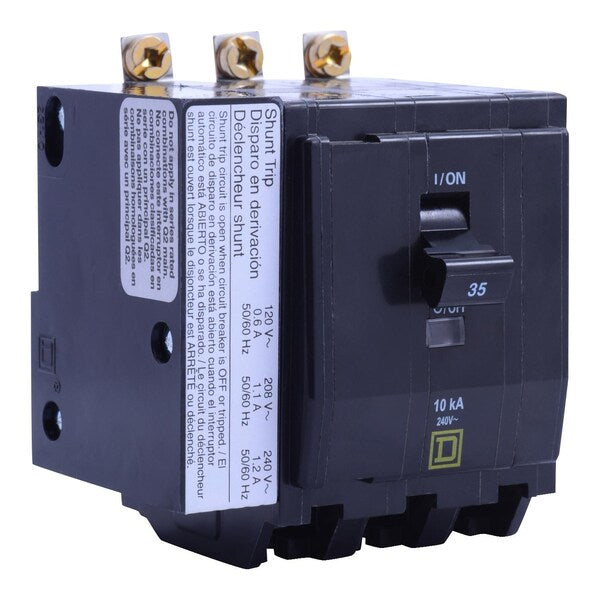Miniature Circuit Breaker, 35, 240VAC, 3 Pole, Bolt-On Mounting Style, QOB Series