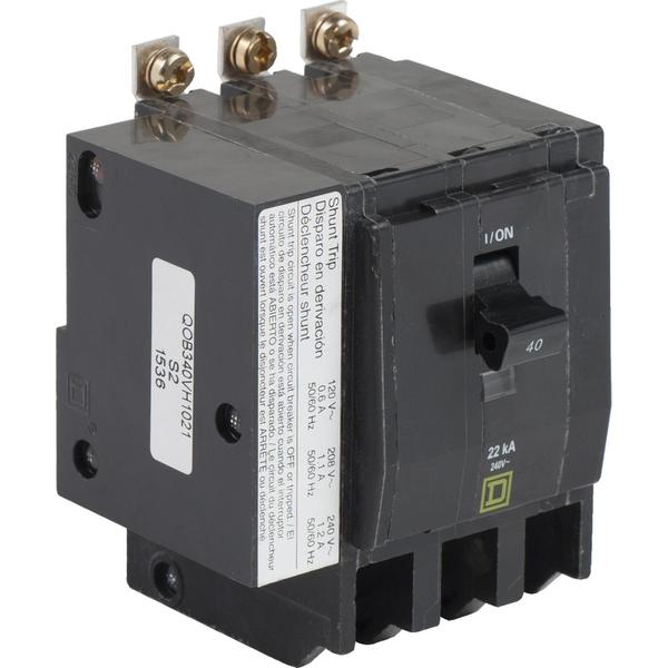 Miniature Circuit Breaker, 40, 240VAC, 3 Pole, Bolt-On Mounting Style, QOB Series