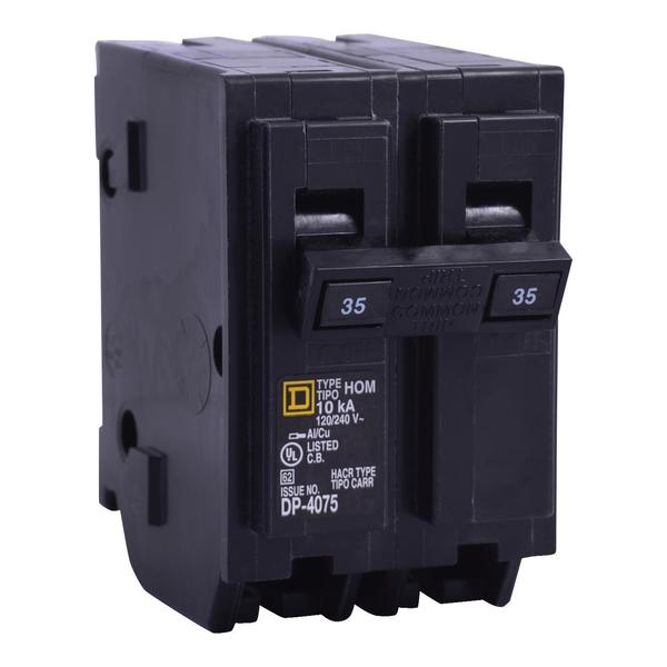 Miniature Circuit Breaker, 35, 120/240VAC, 2 Pole, Plug-In Mounting Style, HOM Series