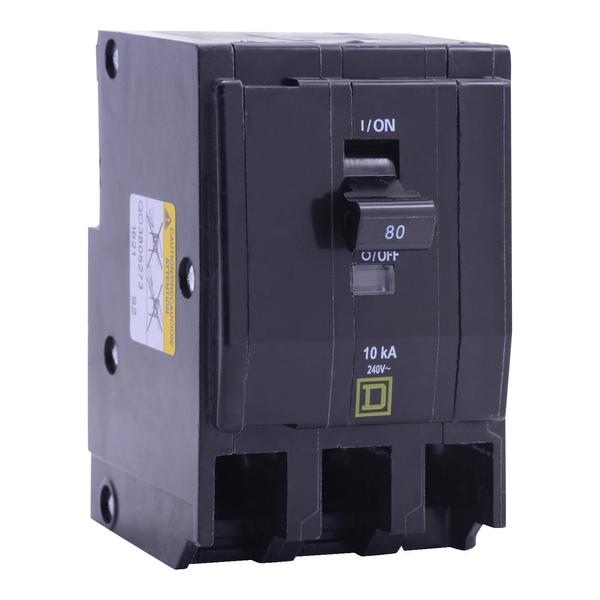 Miniature Circuit Breaker, 80, 240VAC, 3 Pole, Plug-In Mounting Style, QO Series
