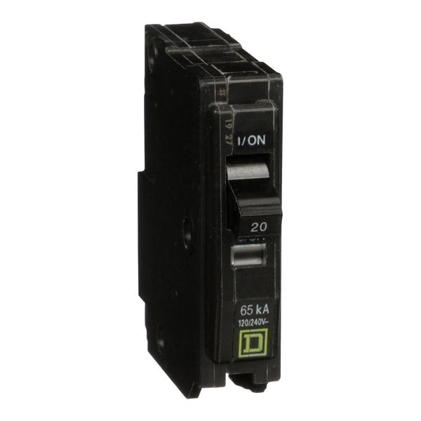 Miniature Circuit Breaker, 20, 120/240VAC, 1 Pole, Plug-In Mounting Style, QH Series