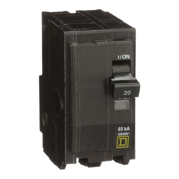 Miniature Circuit Breaker, 20, 120/240VAC, 2 Pole, Plug-In Mounting Style, QH Series