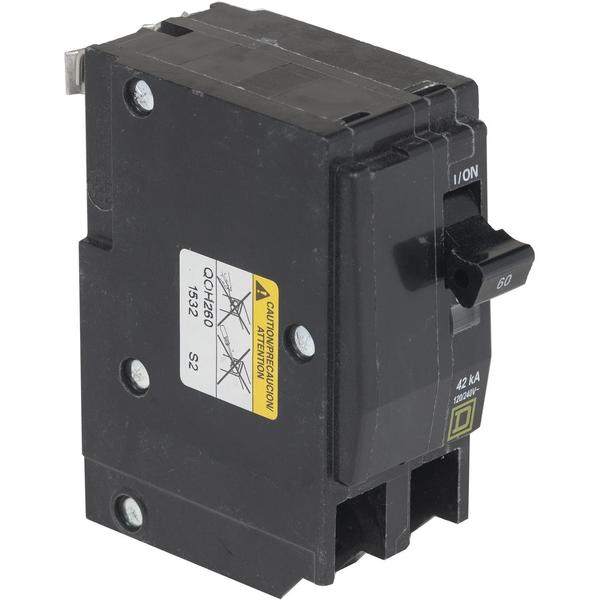 Miniature Circuit Breaker, 60, 120/240VAC, 2 Pole, Plug-In Mounting Style, QOH Series