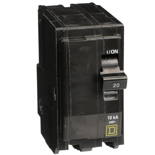 Miniature Circuit Breaker, 20, 240VAC, 2 Pole, Plug-In Mounting Style, QO Series