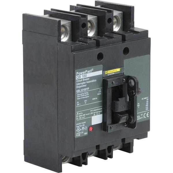 Molded Case Circuit Breaker, 100, 240VAC, 3 Pole, Unit Mount Lug Mounting Style, QB Series