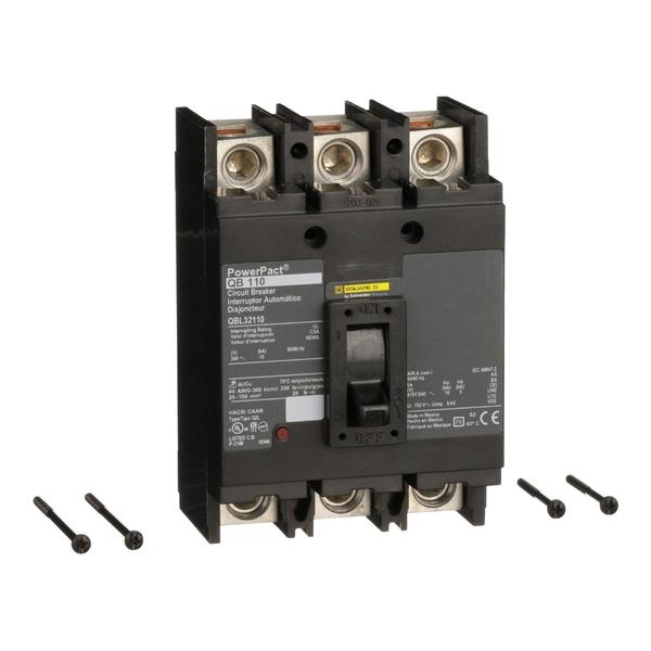 Molded Case Circuit Breaker, 110, 240VAC, 3 Pole, Unit Mount Lug Mounting Style, QB Series